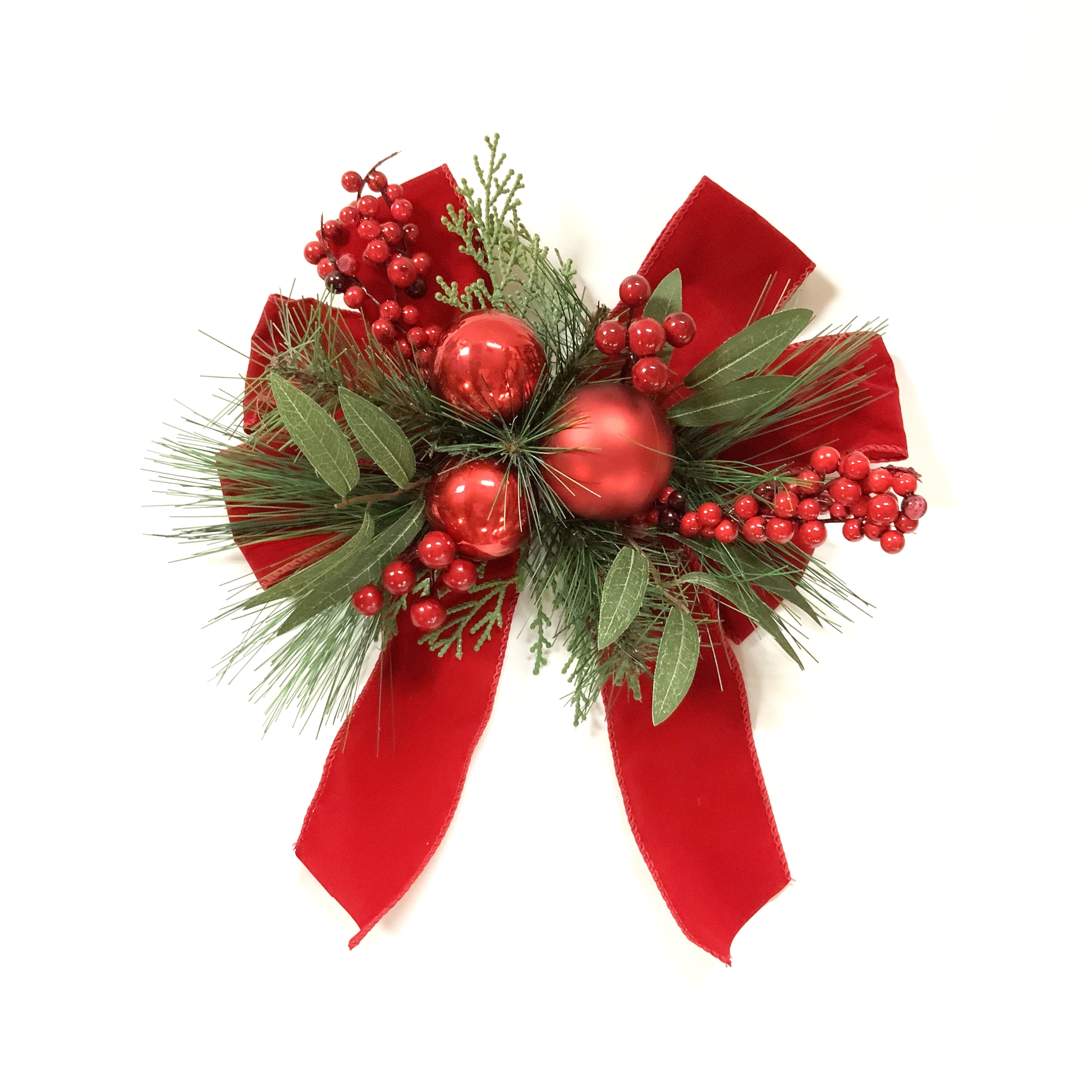 Retro Christmas Bows Decoration set of 30. Vintage Red Velvet Christmas Tree Bows