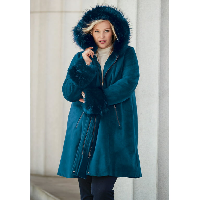 Winter Wool Hooded Swing Coat, Faux Fur Hooded Swing Coat Gallery