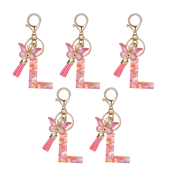 New Arrivals L type letter keychain cute initial handle pendant