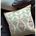 thumbnail image 3 of Nandini Flowers Indoor/Outdoor Pillow in Orange Teal 26x26, 3 of 5