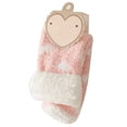thumbnail image 2 of Naierhg Thermal socks Winter Cute Women Heart Print Thermal Coral Fleece Middle Tube Home Floor Socks Pink, 2 of 8
