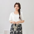 thumbnail image 2 of Lace square neck puff sleeve top, 2 of 13