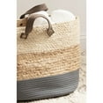 thumbnail image 4 of Kate and Laurel Hermosa Transitional Woven Storage Basket with Handles, 16 x 11 x 14, Natural and Gray, Braided Rounded Basket for Use as Living Room Blanket Basket or Small Laundry Basket, 4 of 9