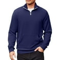 thumbnail image 2 of Zimjoy Men's Quarter Zip Pullover Long Sleeve Collared 1/4 Zipper Pullover Casual Men's Shirts Quarter Zip Sweatshirt Lightweight Dress Clothes Men, Royal Blue XL, 2 of 6