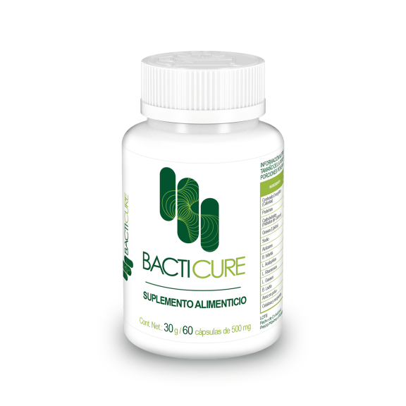 Suplemento Alimenticio Bacticure, Conjunto de Probióticos, 60 cápsulas, 30 gr.