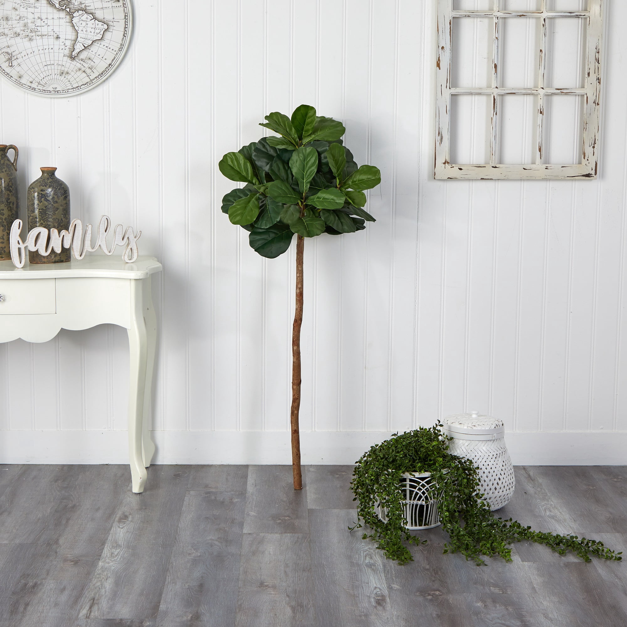 Nearly Natural 4.5' Fiddle Leaf Artificial Tree (No Pot)