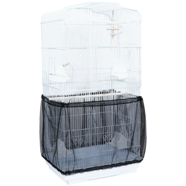 Miangastore POPETPOP Bird Cage Mesh Cover Dustproof Cage Guard Adjustable Shell Skirt Traps Cage Basket (Black)