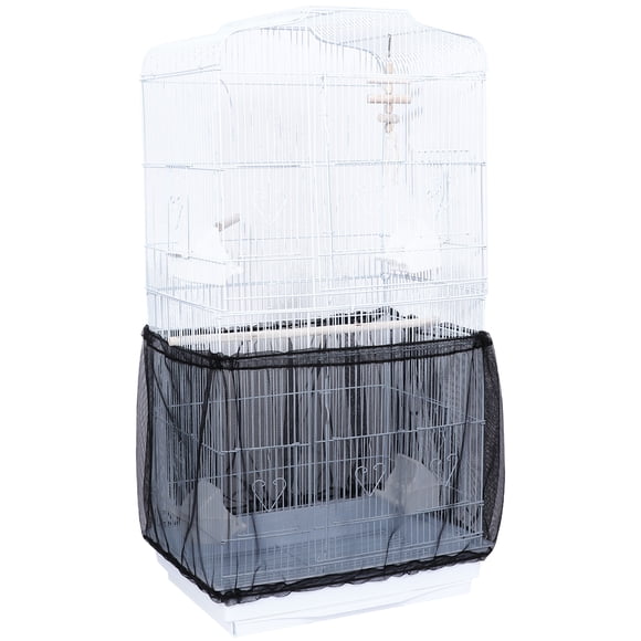 CIMAXIC Cage à Oiseaux avec Couverture en Maille, Garde-Cage Anti-Poussière, Coquille Ajustable, Pièges, Panier de Cage (Noir), 54.33"X14.96"X0.08 Pouces