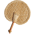 thumbnail image 2 of 6X Hand-Woven Woven Straw Hand Fan Old Summer Natural Hand Fan Environmentally Friendly Hand-Woven Round Fan, 2 of 5