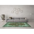 thumbnail image 3 of Ahgly Company Indoor Square Medallion Turquoise Blue Traditional Area Rugs, 8' Square, 3 of 4