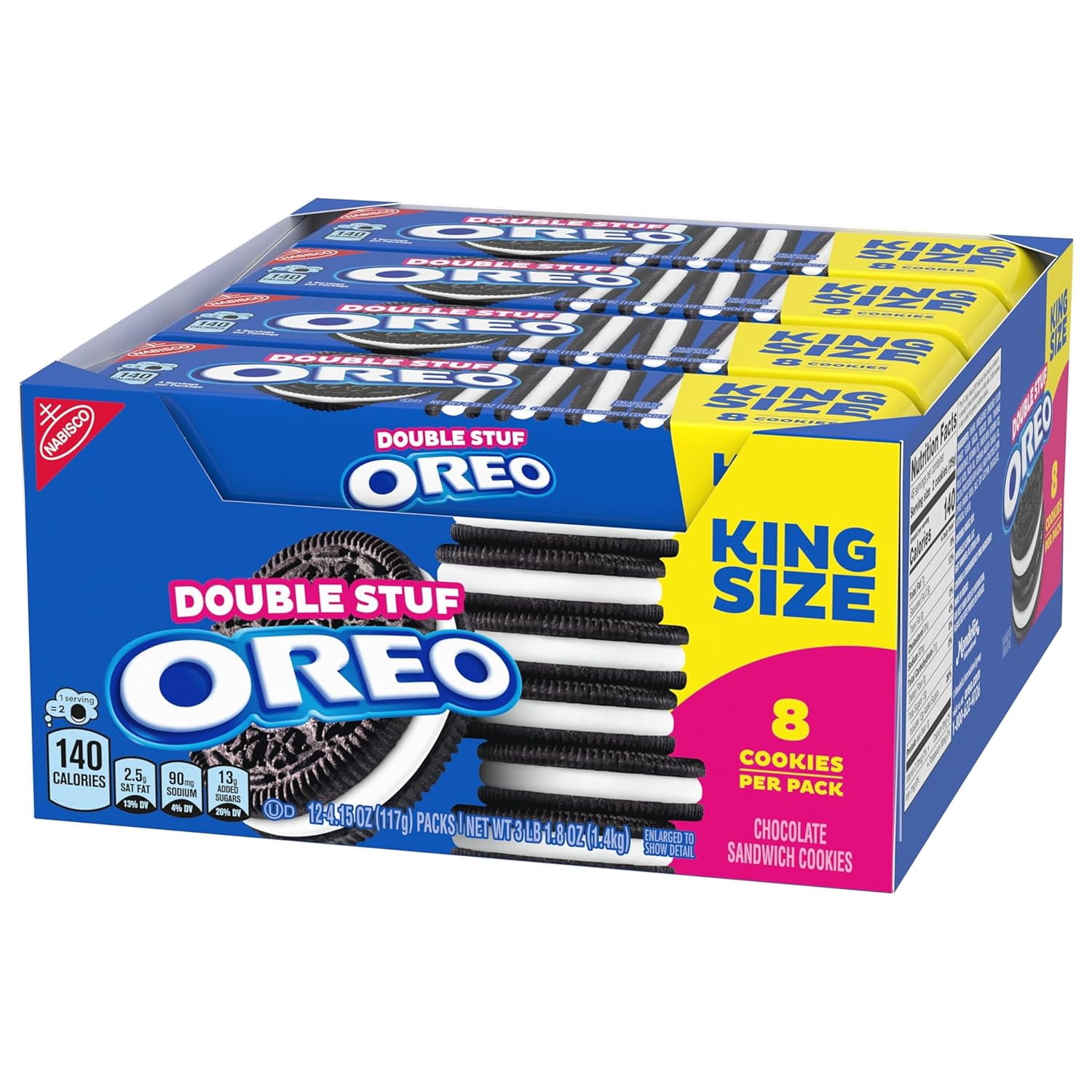 OREO Double Stuf Chocolate Sandwich Cookies, 14.03 oz (Pack of 8)