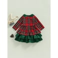 thumbnail image 3 of Toddler Baby Girl Christmas Dress Outfit Buffalo Plaid Ruffle Dress with Bow Princess Party Holiday Xmas Dress, 3 of 7