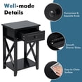 thumbnail image 4 of Gymax Set of 2 Nightstand Sofa Side End Table X-Design w/ Shelf Drawer Black, 4 of 7