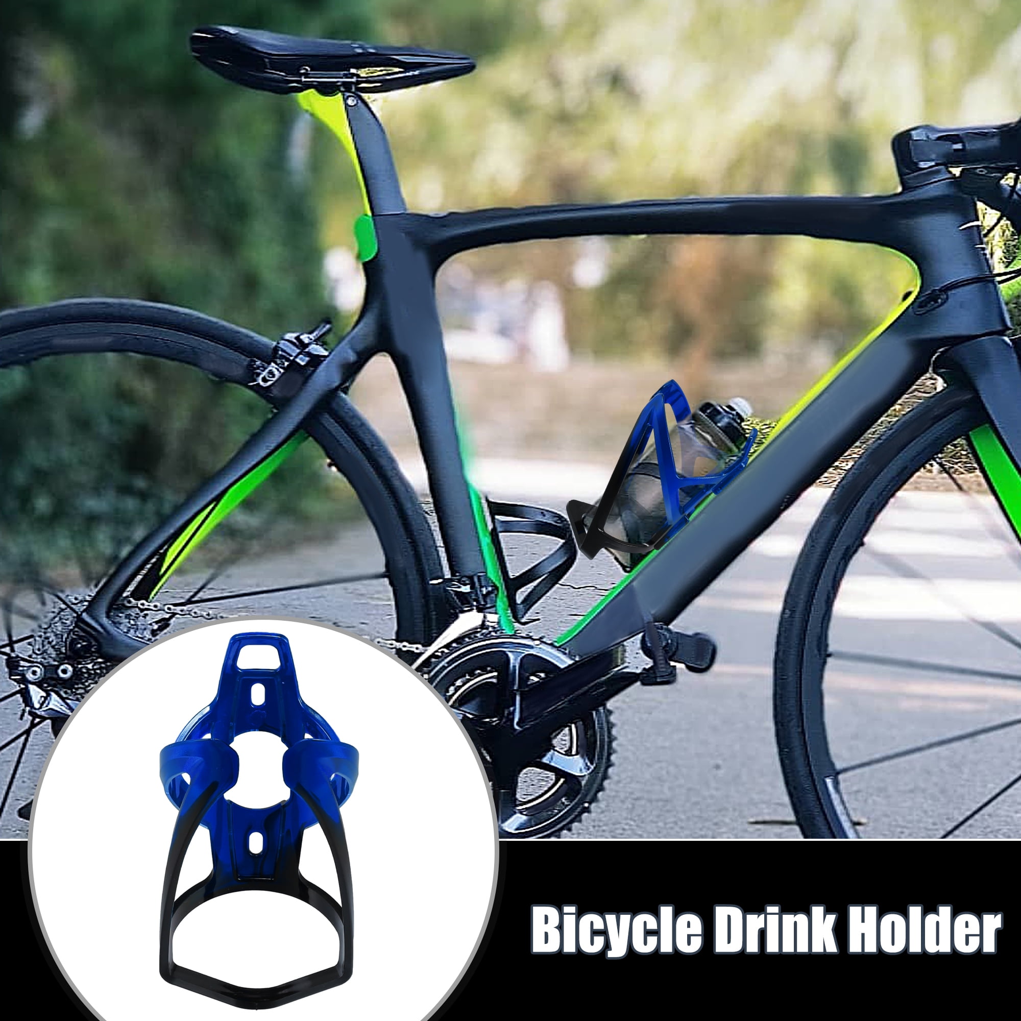 Unique Bargains 1 Set Universal Bike Water Bottle Cage Holder Plastic Black Blue