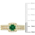 thumbnail image 2 of Everly Women's Created Sapphire Created Emerald Yellow Gold Plated Bridal Set, 2 of 8
