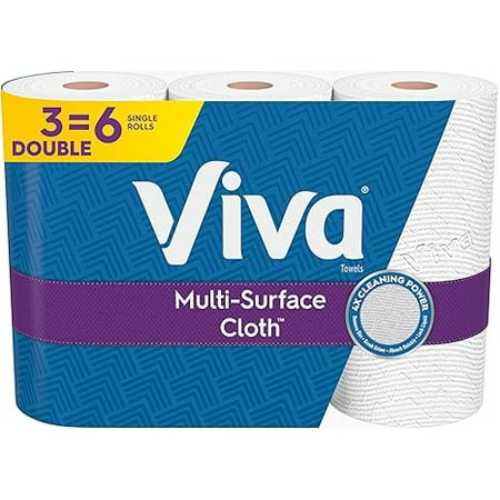 Viva Multi-Surface Cloth Paper Towels, 3 Double Rolls, 110 Sheets Per Roll