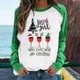 thumbnail image 2 of Camiseta informal de manga larga con cuello redondo y estampado navideño de retazos de primavera para mujer Fridja  bvmnju1886, 2 of 6