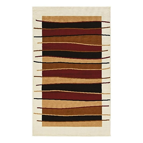 Linon Capri Linear Polypropylene 6'5"x9'3" Rug in Cream and Beige