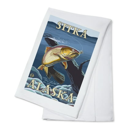 Trout Fishing Cross-Section - Sitka, Alaska - LP Original Poster (100% Cotton Kitchen