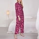 thumbnail image 3 of Balery Pink Butterfly Conjunto de Pijama con Estampado para Mujer, Conjunto de Dos Piezas con Manga Larga, Ropa de Dormir Suave con Bolsillos, Pijamas Cómodos-Large, 3 of 7