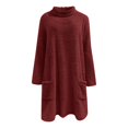 thumbnail image 5 of XIAONU Womens Sweatshirts Semi-High Neck -Lined Warm Hoodless Sweatshirt Solid Color Long Sleeve Kangaroo Pocket Baggy Pullover Tops, 5 of 6