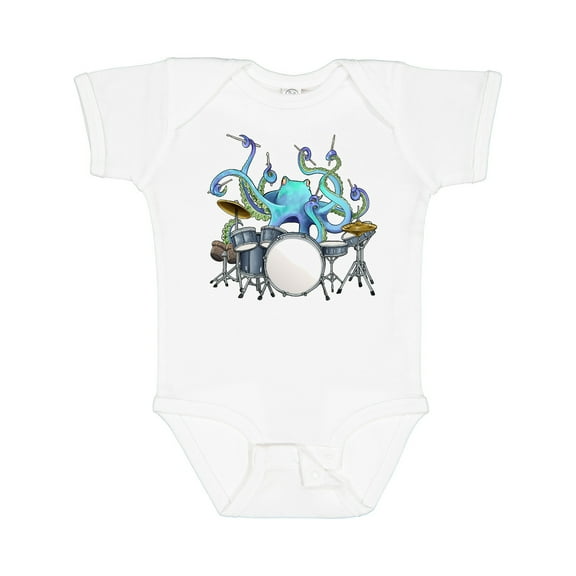 Inktastic Cute Blue Octopus Drumming Boys or Girls Baby Bodysuit