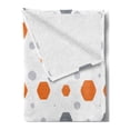 thumbnail image 2 of Geometric Soft Flannel Fleece Blanket, Abstract Hexagon Pattern Modern Style Geometric Illustration Honeycomb, Cozy Plush for Indoor and Outdoor Use, 50" x 70", Orange Grey Pale Grey, by Ambesonne, 2 of 5