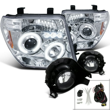 Chrome Motorcycle Led Headlight Spec-D Tuning For 2005-2008 Nissan Frontier 2005-2007 Pathfinder Led Projector Headlight Chrome + Fog Lamp Clear (Left+Right) 2005 2006 2007 2008 ()