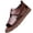 Coffee, variant on Men's Leather Fisherman Sandals, Hook And Loop Roman Leather Sandals, Platform Thick Sole Walking Non-Slip Summer Shoes Brown
