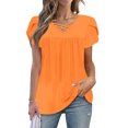 thumbnail image 6 of Jalioing Women's Shirts Pleated Flowy Cross V Neck Tunic Blouses Trendy Loose Short Sleeve Tops Summer Outfits, 6 of 7