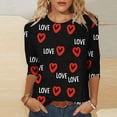 thumbnail image 2 of Ruimatai Women's Casual Printed Three-Quarter Sleeve T-Shirt Loose Fit Round Neck Blouse Top For Comfortable Everyday Wear, 2 of 5