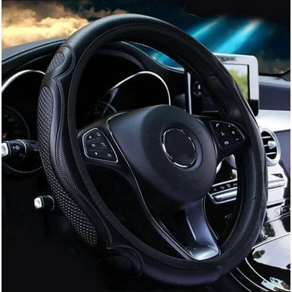 For Toyota Black Leather Steering Wheel Cover Breathable Antislip Car Accessorie