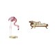 thumbnail image 1 of Escultura de pájaro flamenco de resina, arte moderno, figura de jardín con soporte de metal y sofá cama de madera en miniatura, accesorios de fotos DI, 1 of 8