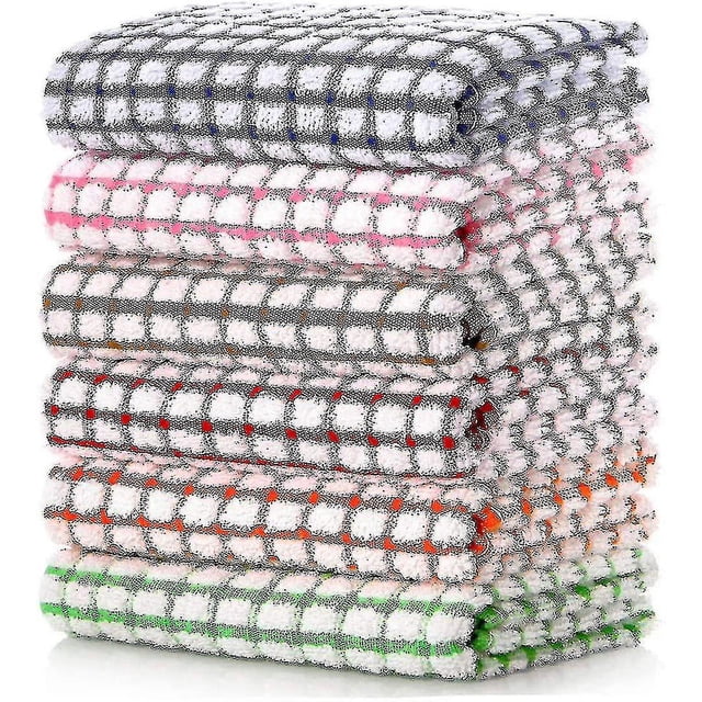 Kitchen Dish Towels, 16 Inch X 25 Inch Bulk Cotton Kitchen Towels, 6 Pack Dish Cloths For Dish Rags For Drying Dishes Clothes And Dish Towels -