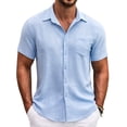 thumbnail image 1 of Camisa casual de hombre COOFANDY con botones, azul claro, 1 of 5