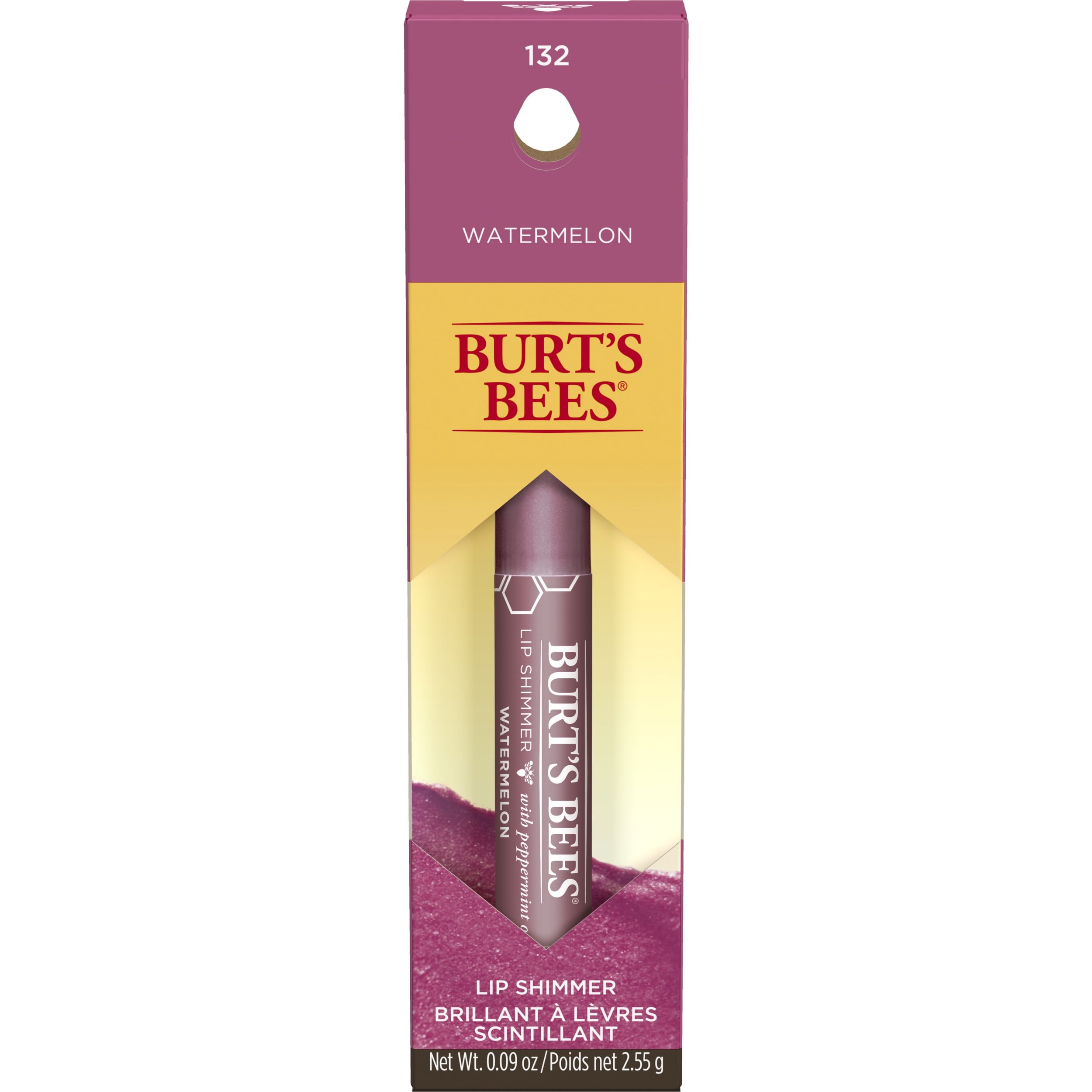 Burt's Bees 100% Natural  Moisturizing Lip Shimmer with Beeswax, Watermelon, 1 Tube