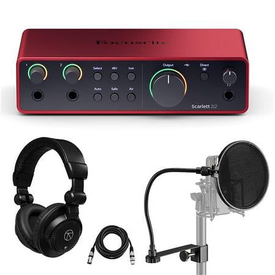  Focusrite Scarlett 2i2 4th Gen USB Interface with Software  Suite Bundle With H&A 10' XLR Cable : Musical Instruments