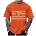 thumbnail image 2 of Wavsuf Mens Graphic Shirts for Men Tees Short Sleeve Fashionable Round Neck T Shirt Orange Size 2XL, 2 of 5