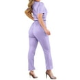 thumbnail image 7 of Ecqkame Two Piece Sets for Women Summer Cool Stretch Solid Color V-Neck Pocket Top and Straight-Leg Pant Set Purple S, 7 of 7