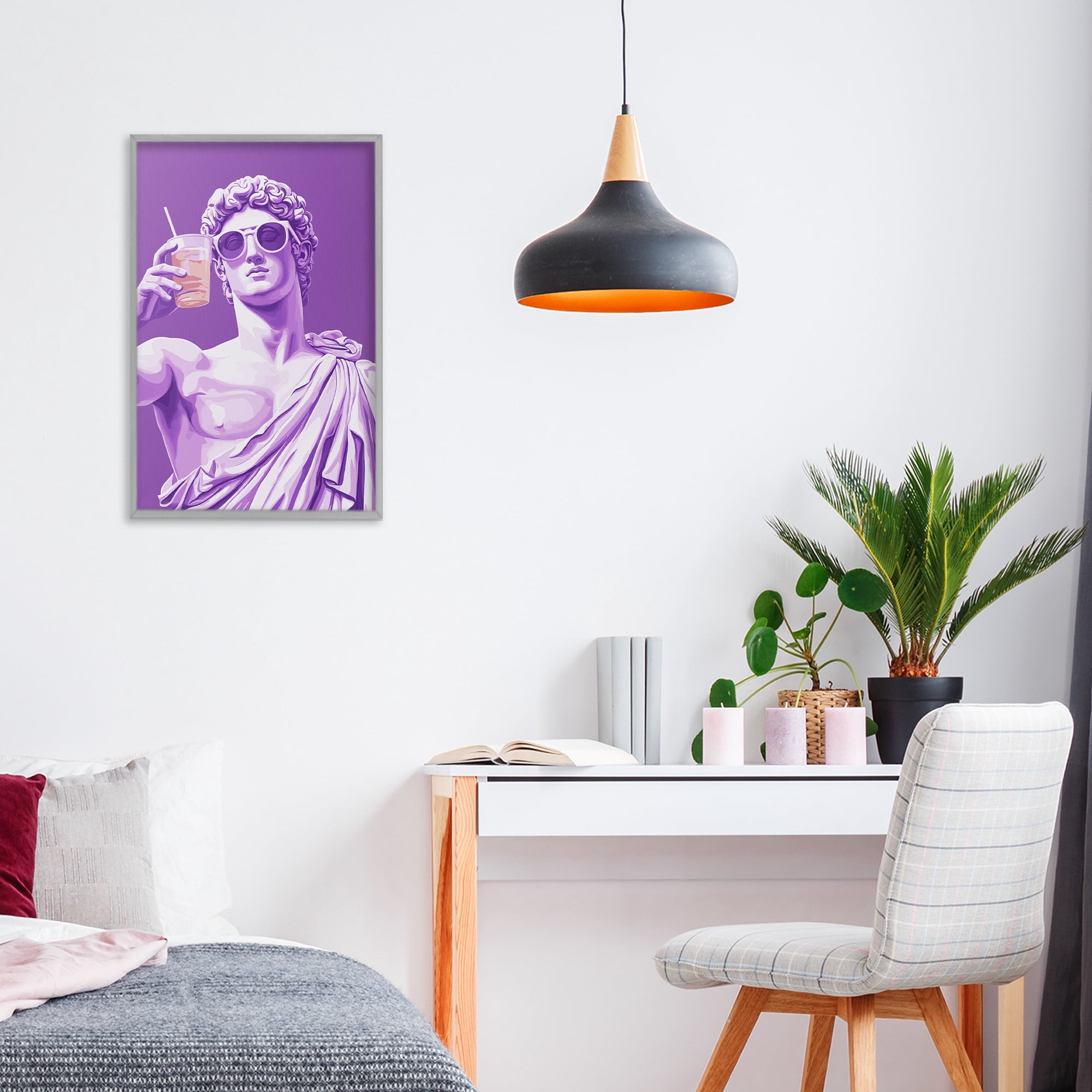 Stupell Industries Greek Statue Cheers Gray Framed Giclee Art, design by Andreas Magnusson