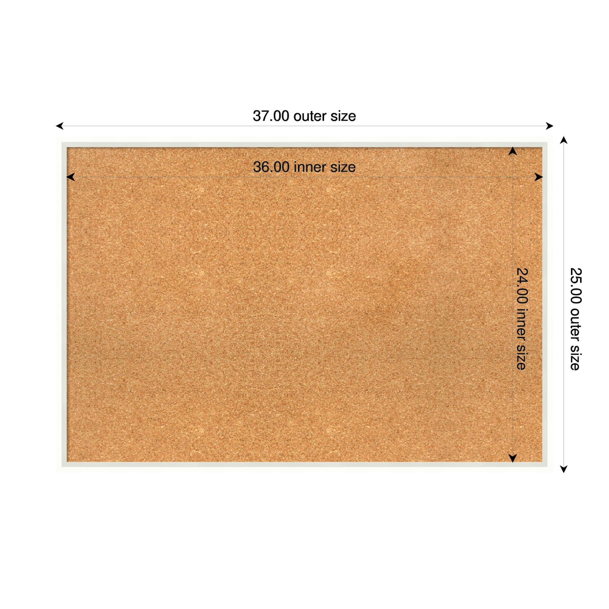 Amanti Art Natural Cork Board Wood Framed Lucie White Bulletin Board 37 in. x 25 in.