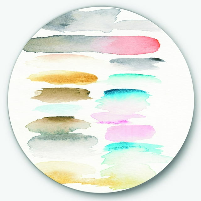 Designart 'Watercolor Geometric Swatch Element I' Geometric Metal Circle Wall Art