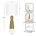 thumbnail image 5 of Kate and Laurel Deori Modern Metal and Marble Bedside Table Lamp, 8 x 8 x 20, Antique Brass and White Marble, Decorative Tapered Hourglass Tabletop Desk Lamp with Linen Shade for Living Room Decor, 5 of 10