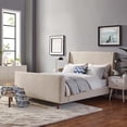 thumbnail image 5 of Aubree Queen Upholstered Fabric Sleigh Platform Bed - Beige, 5 of 5
