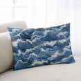 thumbnail image 2 of Ocean Waves Throw Pillow Cover 16 x 24 Inch Decorative Pillow Cover Summer Beach Coastal Nautical Burlap Lumbar Pillowcase Seasonal Rectangle Cushion Case for Couch Sofa Bed Living Room, 2 of 7