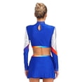 thumbnail image 3 of iiniim 2 Piece Women Cheer Leader Costume Top Skirt Cosplay Cheer Halloween Cheerleading Party Royal Blue XL, 3 of 7