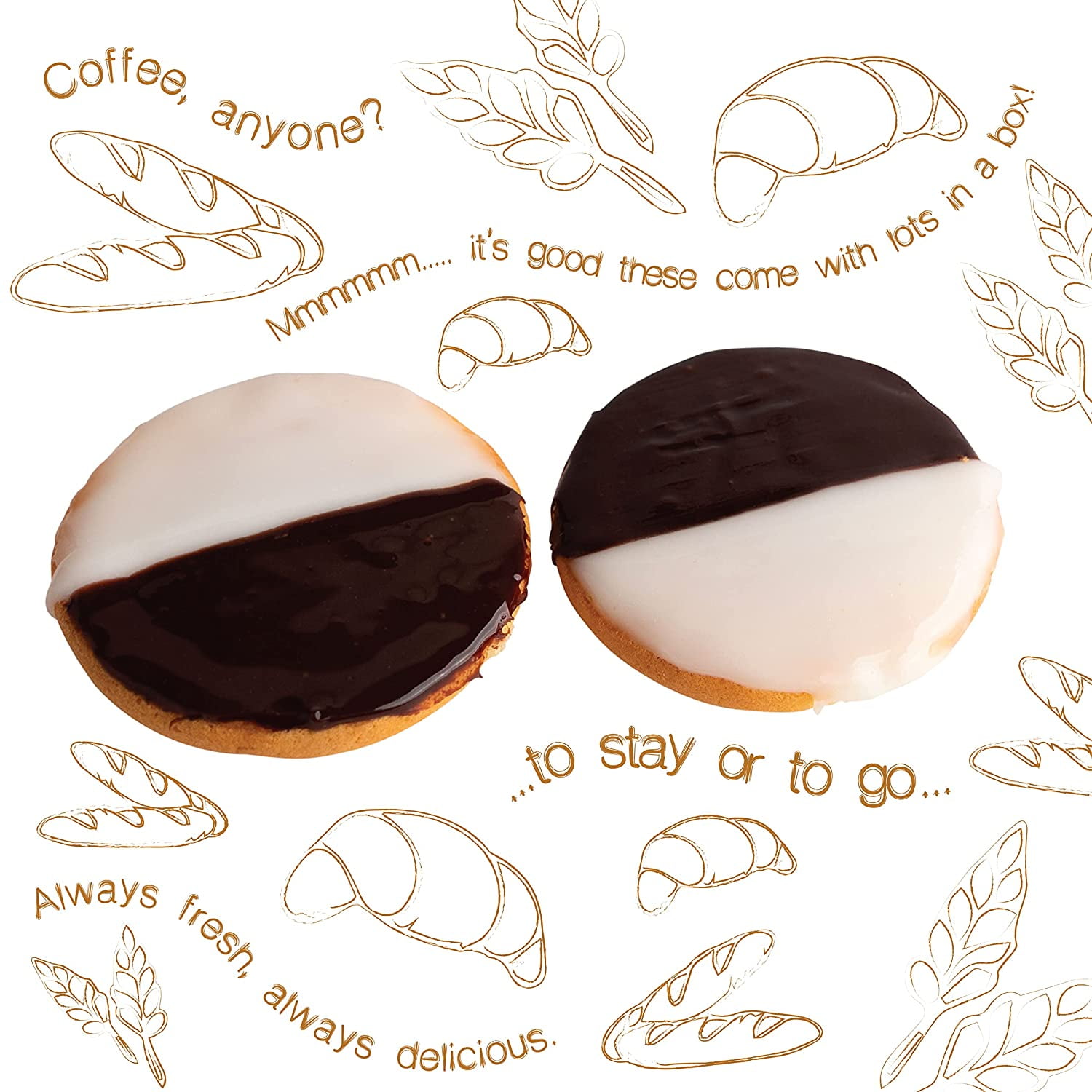 Black and White Cookies | NY Style Black & White Cookies | Snack Cakes | All Natural, Fresh & Delicious | Kosher | Tray of 10 Cookies | 10 oz Stern’s Bakery