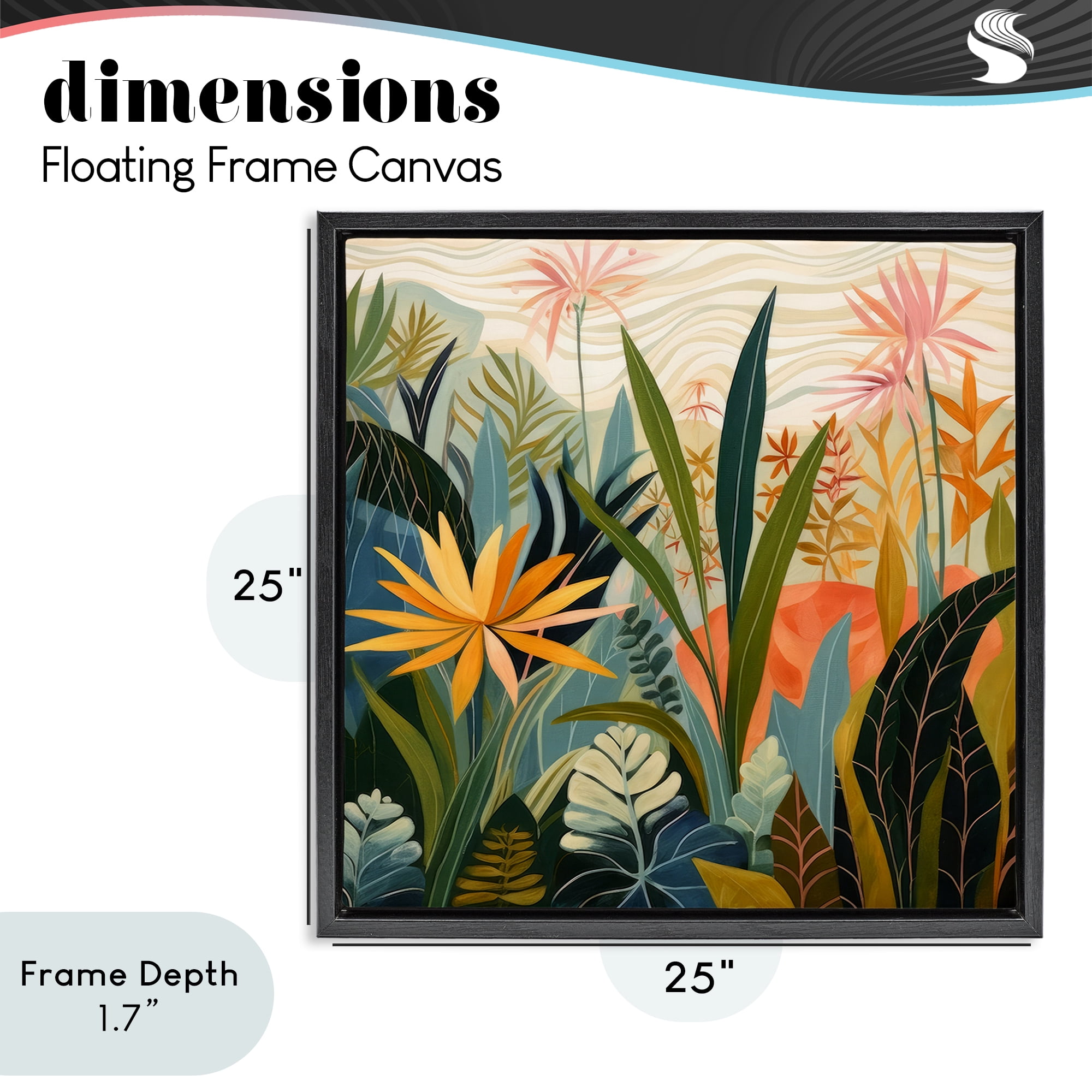 Stupell Industries Tropical Botanical Embrace Black Framed Floater Canvas Wall Art, design by Lazar Studio