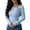 Blue, variant on Fashionable Korean Style Plus Size For With Ruffle Detail And Asymmetric Design Casual Short Sleeve Blouse Ladies Long Sleeve Tops