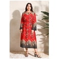 thumbnail image 4 of AURA Plus Size Printed Maxi Dress Long Sleeve Crewneck A Line Loose Fit Comfortable Summer Modest Long Dress for Women, 4 of 6